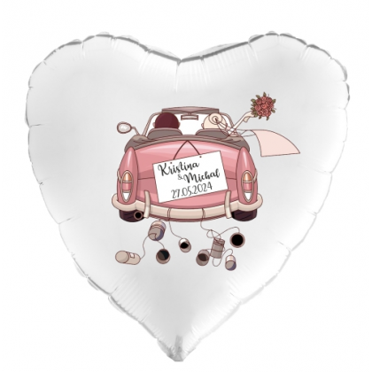 Balón svadobné auto s menami