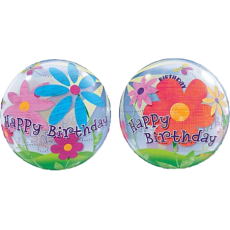 Balón Q Bubbles Funky Flowers BDay