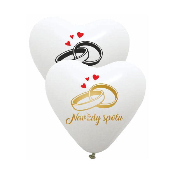 Balóny svadobné Navždy spolu srdce biele