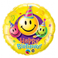 Balón Smajlík Happy Birthday / BDay Smiley Faces