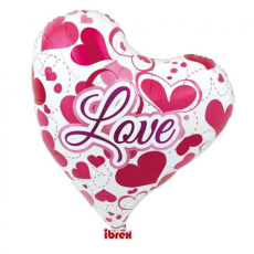 Balón Srdce červené metalické 35 cm