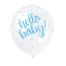 Priehľadné balóny Hello Baby Modré 5 ks