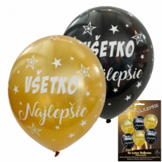 Narodeninové balóny Všetko najlepšie zlaté + čierne