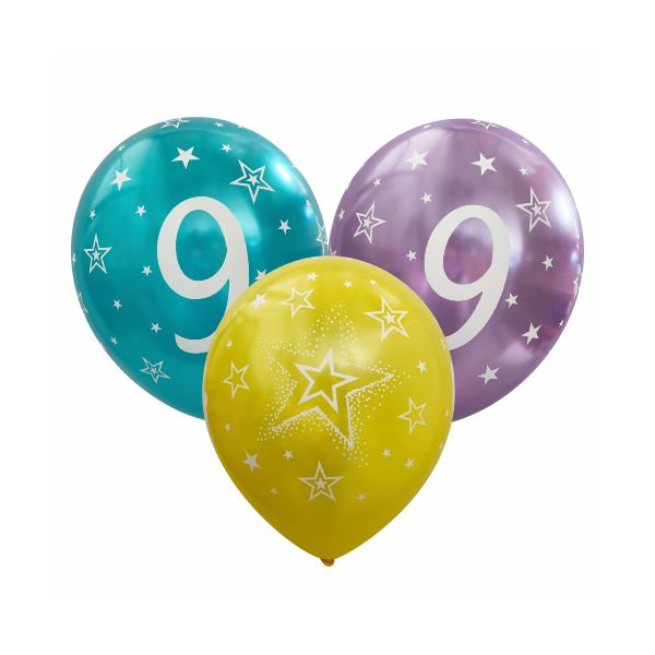 Balón metalický číslo 9 mix