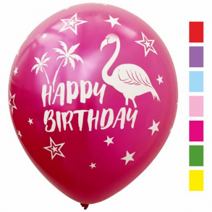 Balóny Happy Birthday Plameniak Metalické 