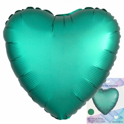 Balón Srdce zelené chrómové