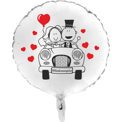 Balón Svadobné Auto biely kruh