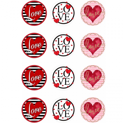 Jedlá oplátka Valentín Love na muffiny 5,4cm