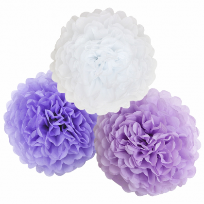 Pom pom fialový mix brmbolec 3 ks