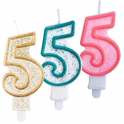 Tortová sviečka 5 trblietavá 