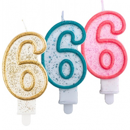 Tortová sviečka 6 trblietavá 