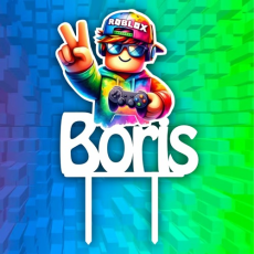 Tortový zápich Roblox pre chlapca s menom