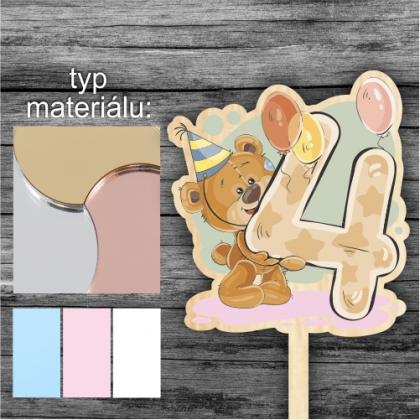 Tortový zápich Číslo 4 Macko