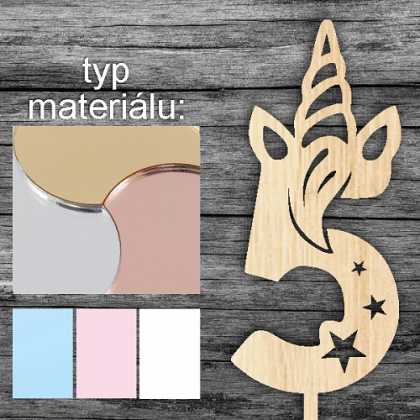 Tortový zápich Číslo 5 Jednorožec