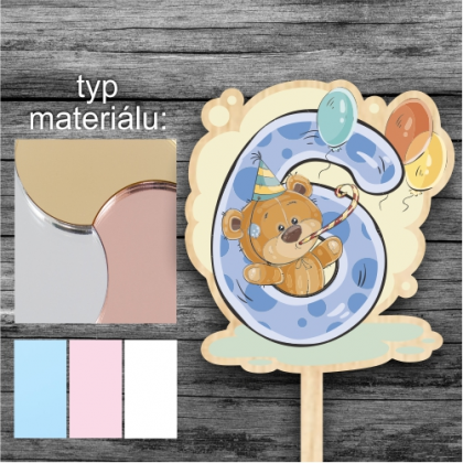 Tortový zápich Číslo 6 Macko