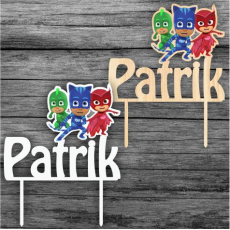 Zápich na tortu PJ Masks s menom 