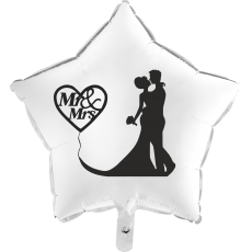 Balón Svadobný Mr & Mrs biela hviezda